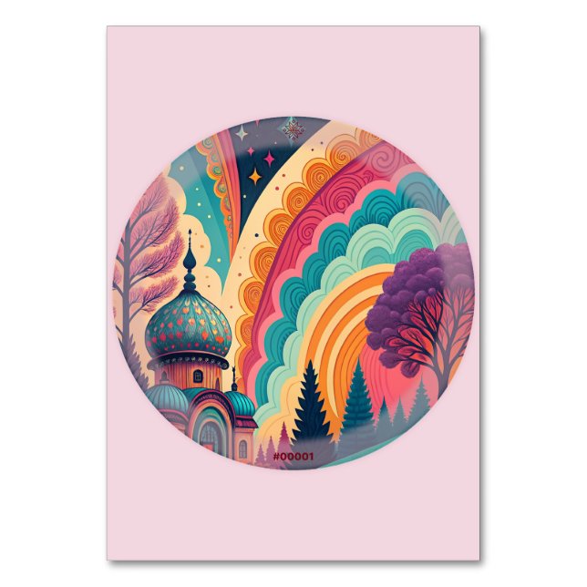 Whimsical Dome on Blush Table Card – Customisable (Front)