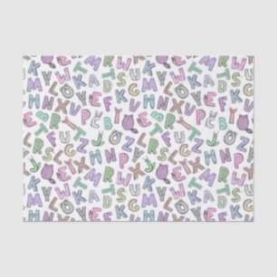 Whimsical doodle alphabet letters tissue paper