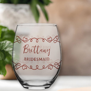 Whimsical Doodle Art Any Colour Wedding Stemless Wine Glass