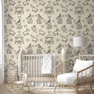 Whimsical Doodle Baby Jesus Manger Scene Wallpaper