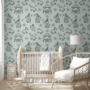 Whimsical Doodle Baby Jesus Manger Scene Wallpaper