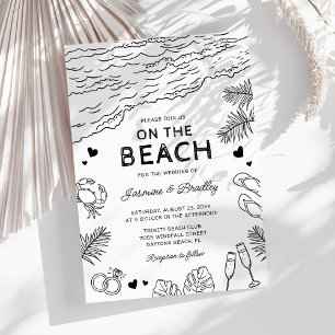 Whimsical Doodle Beach Wedding Invitation