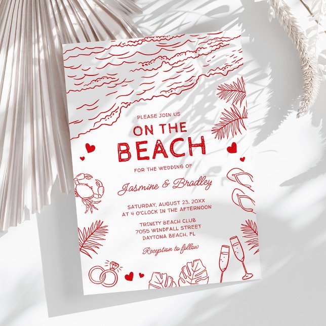 Whimsical Doodle Beach Wedding Invitation (Creator Uploaded)