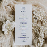 Whimsical Doodle Blue Wedding Menu<br><div class="desc">Whimsical Dinner Setting Doodle,  wedding menu. Features,  French Blue Typography with light blue stripe pattern backing.</div>