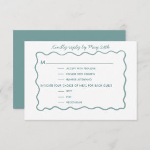 Whimsical doodle blue wedding Response Card