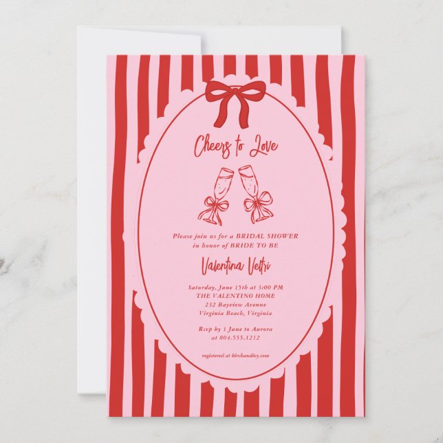 Whimsical Doodle Cheers to Love Bridal Shower  Invitation (Front)