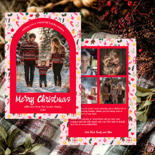 Whimsical Doodle Christmas Custom Arch 5 Photo  Holiday Card
