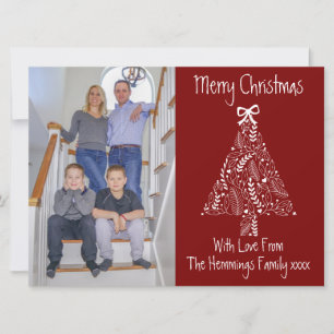 Whimsical Doodle Christmas Tree 1 photo Holiday Card