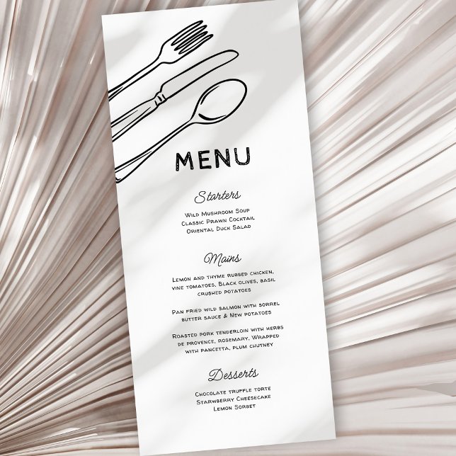 Whimsical Doodle Cutlery Wedding Menu (Creator Uploaded)
