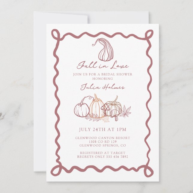 Whimsical Doodle | Fall in Love Bridal Shower Invitation (Front)