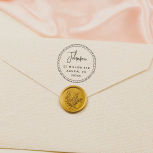 Whimsical Doodle Frame Script Name Return Address Self-inking Stamp