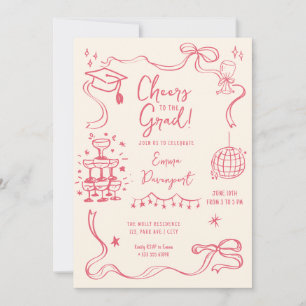 Whimsical doodle Graduation Party Invitation