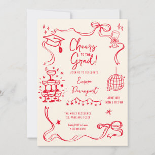 Whimsical doodle Graduation Party Invitation