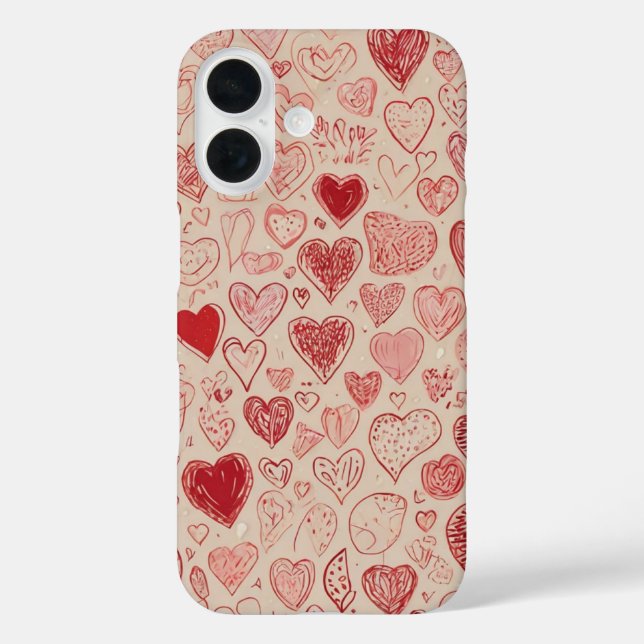 Whimsical Doodle Hearts Case-Mate iPhone Case (Back)