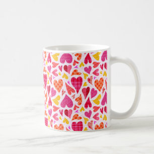 Whimsical Doodle Hearts with Patterns and Texture Coffee Mug