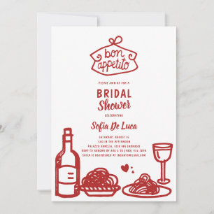 Whimsical Doodle Italian Bridal Shower Invitation