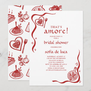 Whimsical Doodle Italian Pasta Bridal Shower Invitation