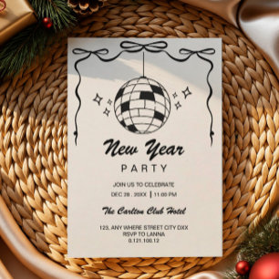 Whimsical doodle New year's party invitation