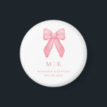 Whimsical Doodle Pink Bow | Wedding  Magnet<br><div class="desc">These elegant,  modern wedding or bridal shower feature a simple black and white text design that exudes minimalist style. Add your initials or monogram to make them completely your own.</div>