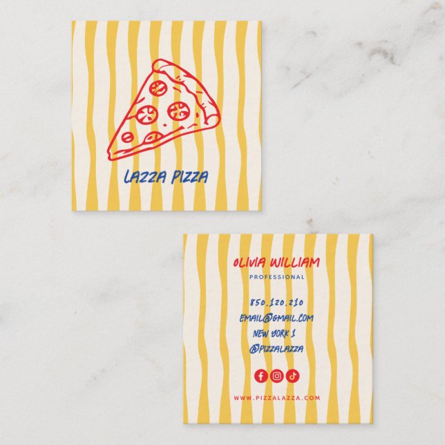 Whimsical doodle pizza business card (Front/Back)