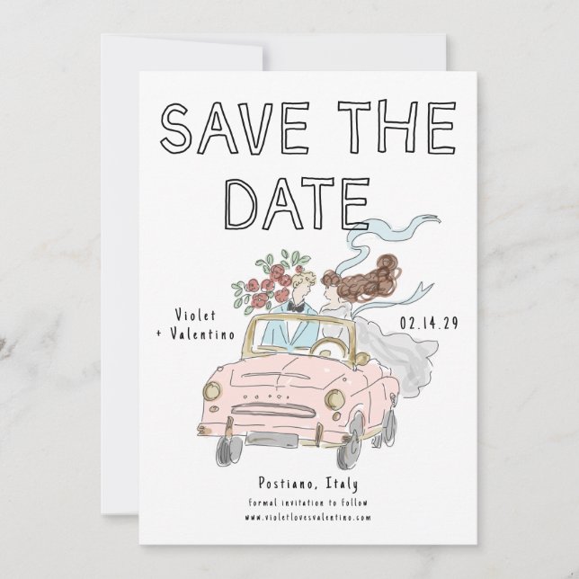 Whimsical Doodle Quirky Save the Date  (Front)