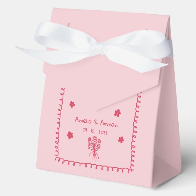 Whimsical Doodle Scribble save the date Favour Box (Front)