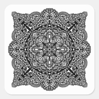 Whimsical Doodle Square Sticker