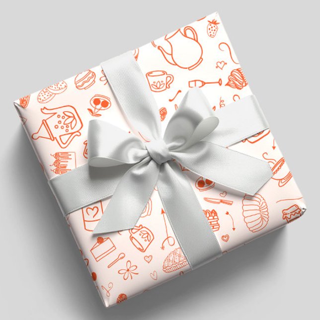Whimsical Doodle Style Tea Party Wrapping Paper (Creator Uploaded)