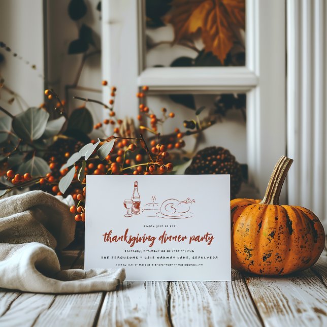 Whimsical Doodle | Thanksgiving Dinner Party Invitation (Creator Uploaded)