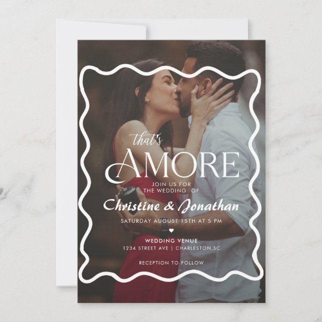 Whimsical Doodle Thats Amore Wedding Invitation (Front)