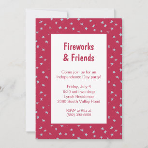 Whimsical Doodled American Stars Patriotic Party Invitation