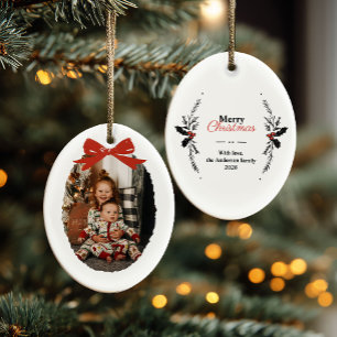 Whimsical Doodles Christmas Family Photo Metal Tree Decoration