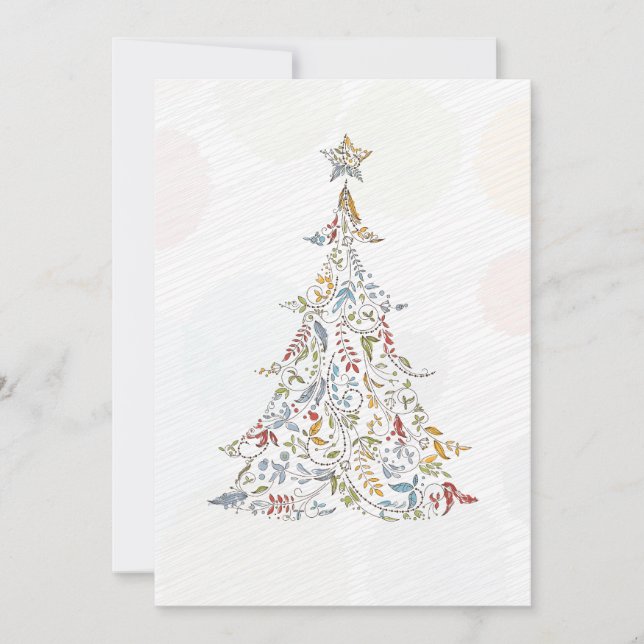 whimsical doodles christmas tree holiday card (Front)