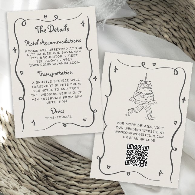 Whimsical Doodles Hand Drawn Wavy Frame Wedding Napkin (Creator Uploaded)