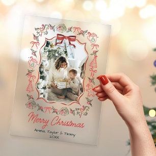 whimsical doodles photo christmas acrylic invitations