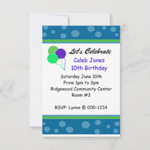 Whimsical Dots and Balloons Birthday Invitation