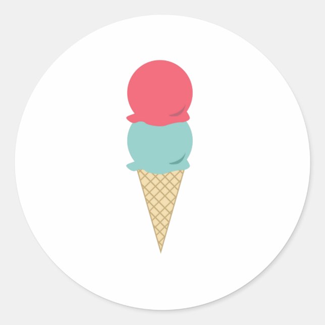Whimsical Double Scoop Ice Cream Cone Classic Round Sticker (Front)