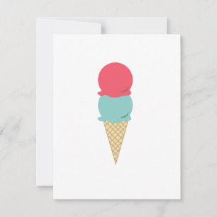 Whimsical Double Scoop Ice Cream Cone Invitation