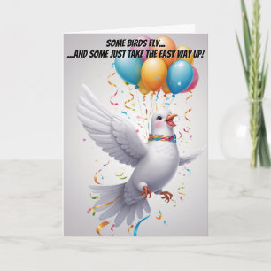 Whimsical Dove Birthday Wishes with Balloons Card