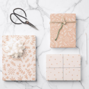 Whimsical Dove & Flowers Religious Symbol Peach Wrapping Paper Sheet