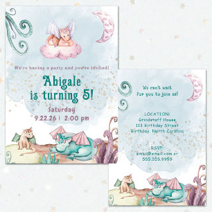 Whimsical Dragon Animal Birthday Invitation