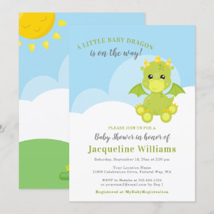 Whimsical Dragon Baby Boy Shower Invitation