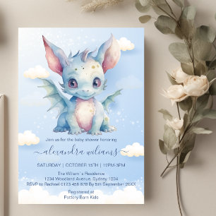 Whimsical Dragon Baby Boy Shower Invitation