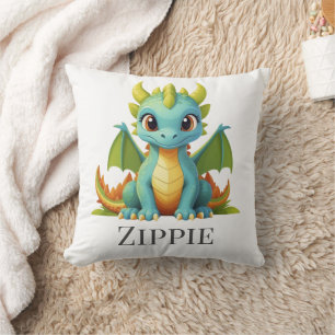 Whimsical Dragon Decor Personalised Throw Pillow
