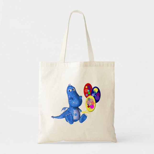 Whimsical Dragon Holding Balloons Tote Bag (Front)