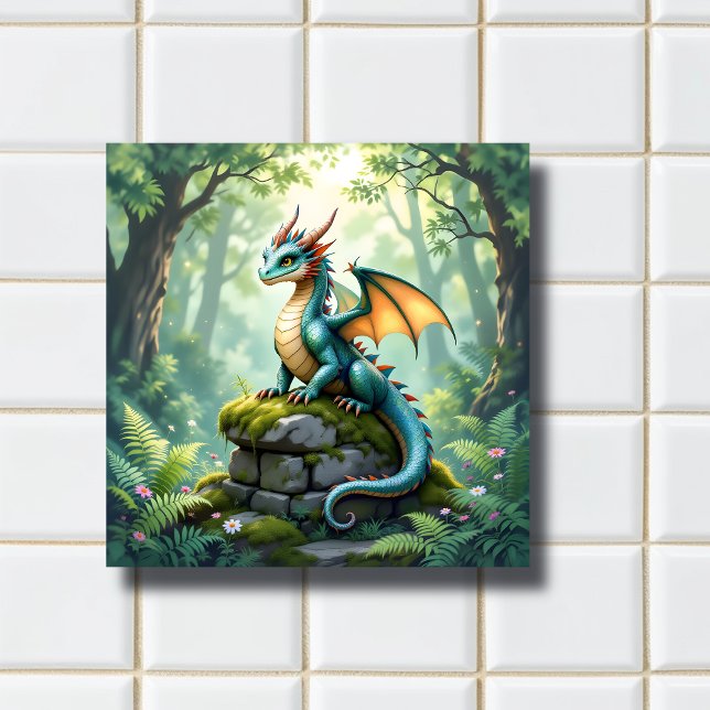 Whimsical Dragon on Ancient Stone Tile (Creator Uploaded)