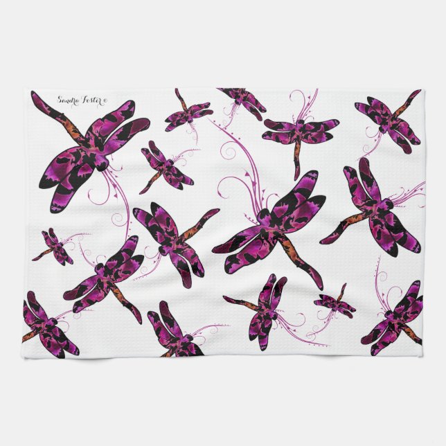 Whimsical Dragonflies Tea Towel (Horizontal)