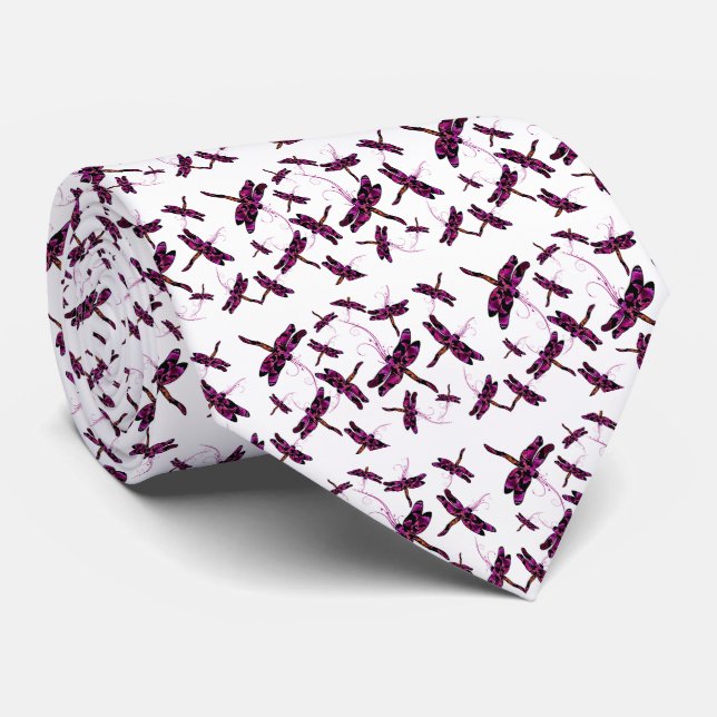 Whimsical Dragonflies Tie (Rolled)