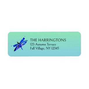 Whimsical Dragonfly Blue Green Return Address