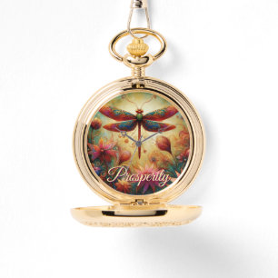 Whimsical Dragonfly Floral Abstract Art Prosperity Watch
